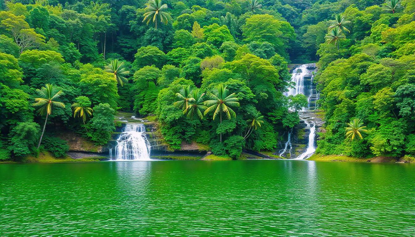 Scenic view of Thenmala eco-tourism destination in Kerala, surrounded by lush greenery and serene landscapes.