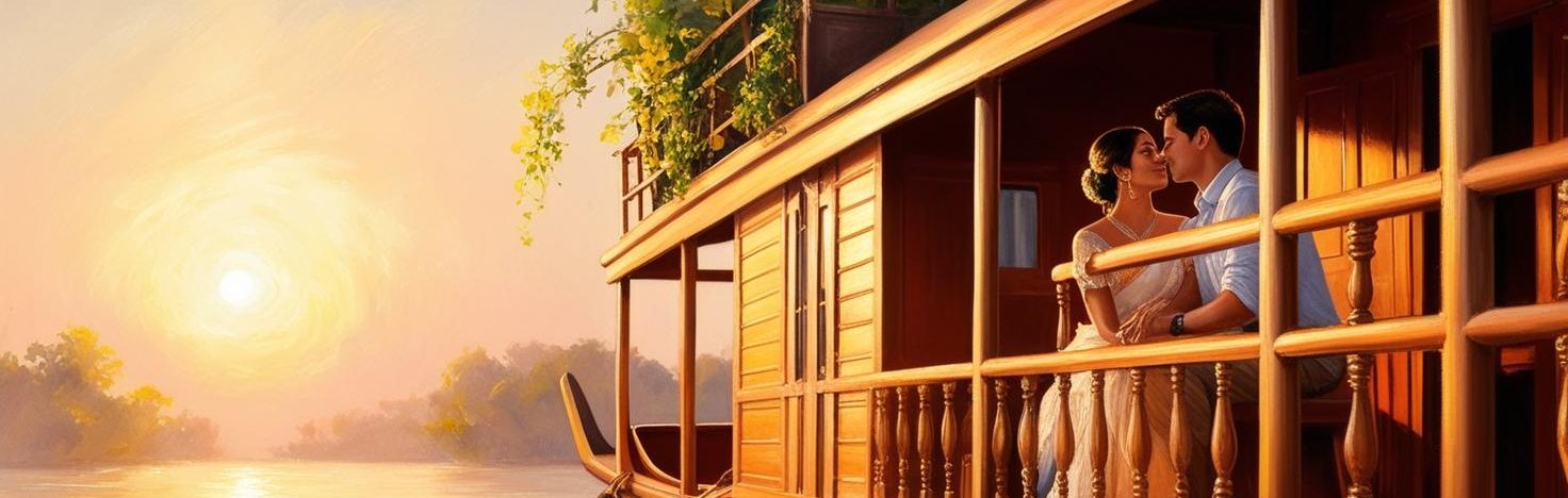 Kerala Tour Packages: A serene view of Munnar's lush green tea plantations with misty hills in the background under a cloudy sky.